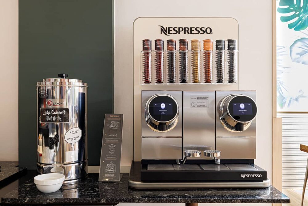 image of nespresso coffee at breakfast buffet