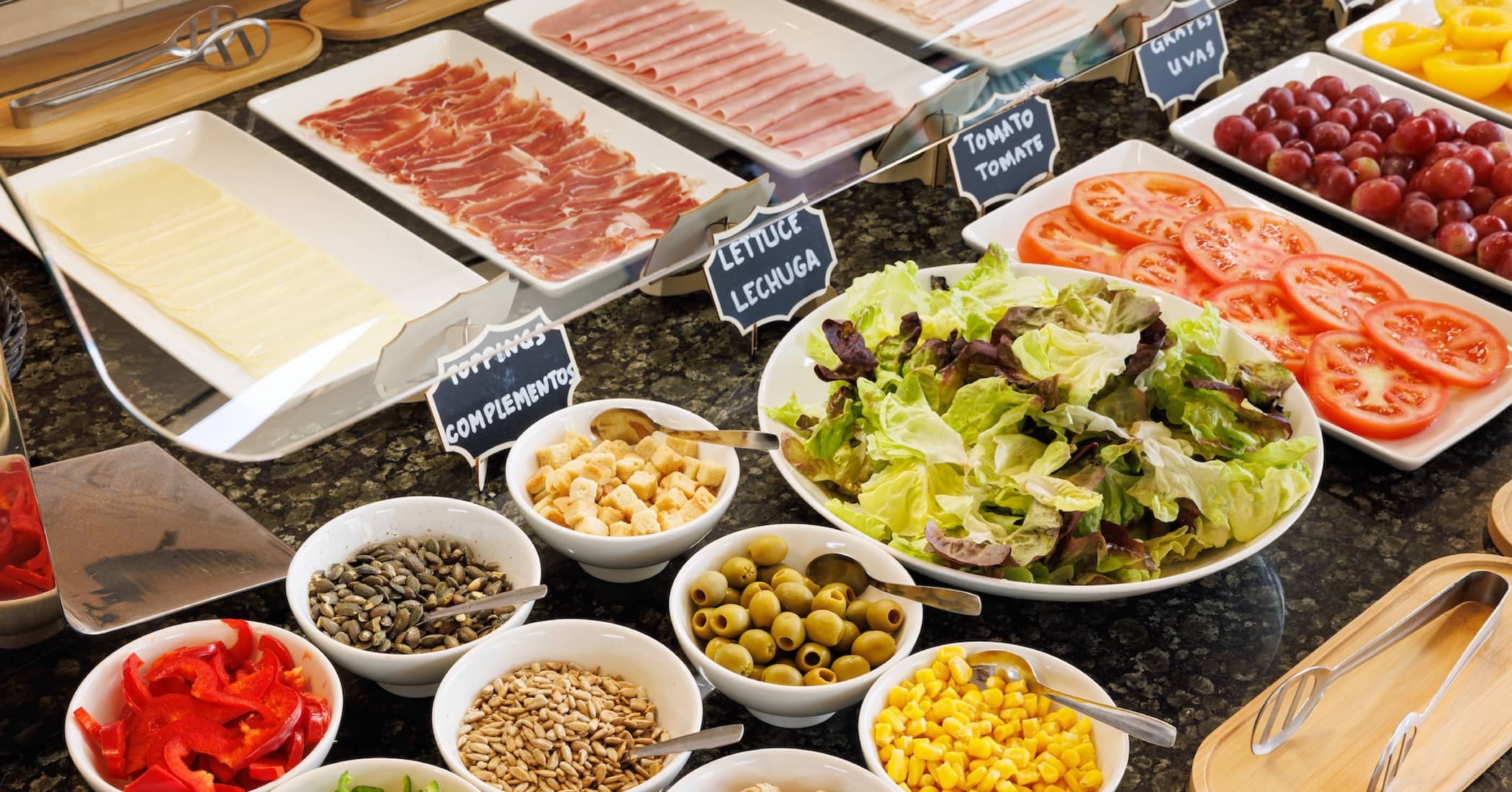 Salad and toppings breakfast